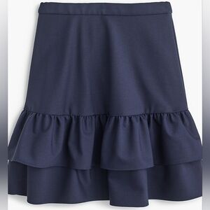 J.Crew Gray Wool Blend Flannel Ruffle Skirt, Navy